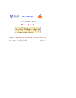 Dimensional Analysis