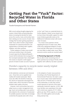 Getting Past the "Yuck" Factor: Recycled Water in Florida and Other