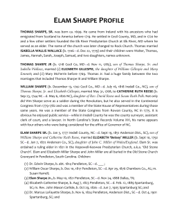 elam sharpe profile - Bethel Presbyterian Church