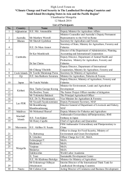 List of participants - Food and Agriculture Organization of the United