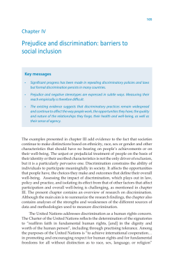 Prejudice and discrimination: barriers to social inclusion