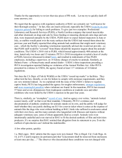 PETA`s response to BAU`s response