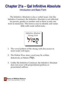 Chapter 21a &ndash; Qal Infinitive Absolute