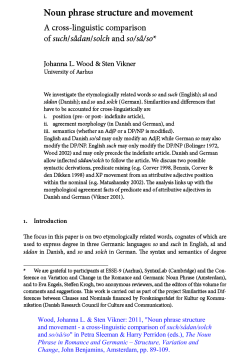 Noun phrase structure and movement of such!sadan!solch and so