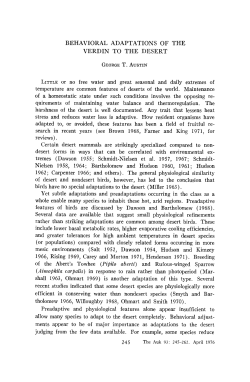 BEHAVIORAL ADAPTATIONS OF THE VERDIN TO THE DESERT