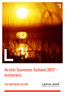 Arctic Summer School 2017 &ndash; lecturers