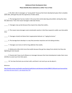 Adolescent Brain Development Quiz Please identify these