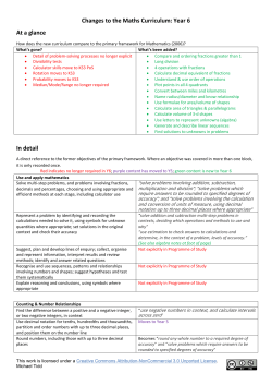 Changes to the Maths Curriculum