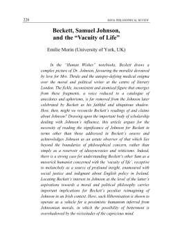 Beckett, Samuel Johnson, and... the &ldquo;Vacuity of Life&rdquo;
