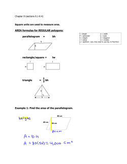 AREA formulas for REGULAR polygons: parallelogram = bh