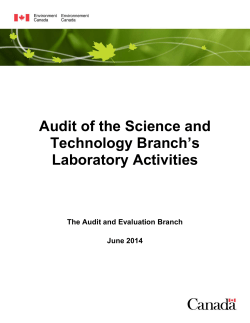 Audit of the Science and Technology Branch`s Laboratory Activities