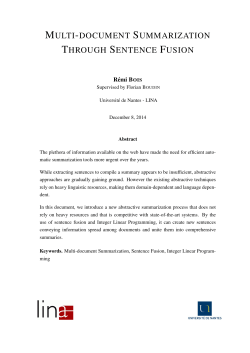 multi-document summarization through sentence