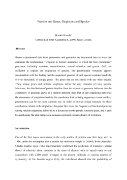Proteins and Genes, Singletons and Species
