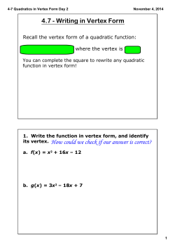4-7 Quadratics in Vertex Form Day 2