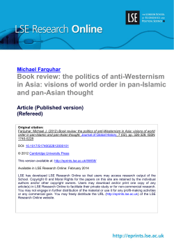 Book review: the politics of anti-Westernism in Asia: visions of world