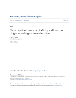 Short proofs of theorems of Mirsky and Horn on diagonals and