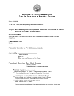 From the Department of Regulatory Services