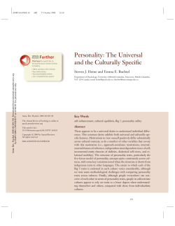 Personality: The Universal and the Culturally