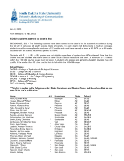 SDSU students named to dean`s list