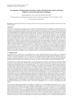 Investigation of Ethanol Based Secondary Fluids with Denaturating