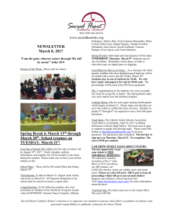 NEWSLETTER March 8, 2017 Spring Break is March 13th through