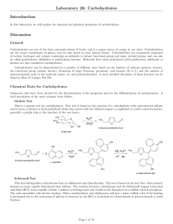 Laboratory 26: Carbohydrates Introduction Discussion