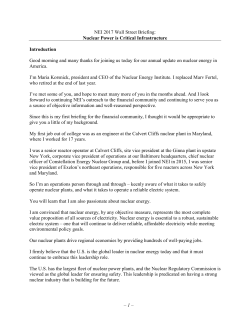 Wall Street Briefing 2017 - Nuclear Energy Institute