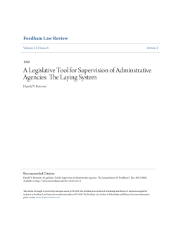 A Legislative Tool for Supervision of Adminstrative Agencies: The