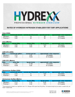 rates of hydrexx&reg; nitrogen stabilizer for turf applications