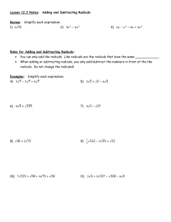 Lesson 12.2 Notes: Adding and Subtracting Radicals