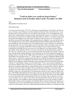 "I told my father you would not forget thomas" Hannah Curtis to