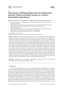 Assessment of Relationships between Earthworms and Soil Abiotic