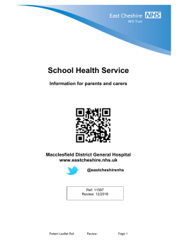 School Health Service - East Cheshire NHS Trust