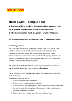 SOLUTIONS Mock Exam &ndash; Sample Test Aufnahmepr&uuml;fung in die 3
