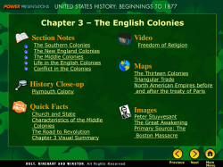 Chapter 3 &ndash; The English Colonies - Waynesville R