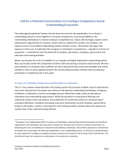 A Call for Action to: Build a New Competency Driven