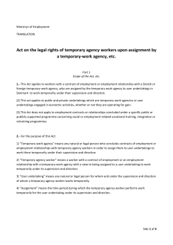 Act on the legal rights of temporary agency workers upon
