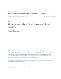Homosexuals and the Death Penalty in Colonial America