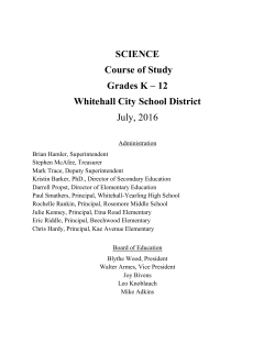 SCIENCE Course of Study Grades K &ndash; 12 Whitehall City School