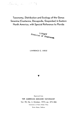 Taxonomy, Distribution and Ecology of the Genus Sesarma