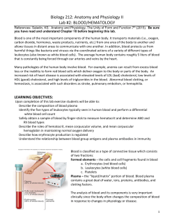 Biology 212: Anatomy and Physiology II Lab #2: BLOOD