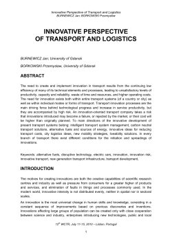 Innovative Perspective of Transport and Logistics