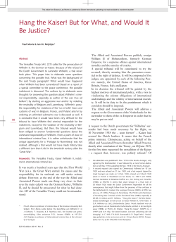 Hang the Kaiser! But for What, and Would It Be Justice?