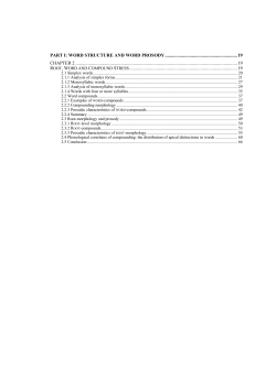 PART I: WORD STRUCTURE AND WORD PROSODY
