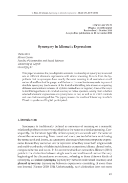 Synonymy in Idiomatic Expressions