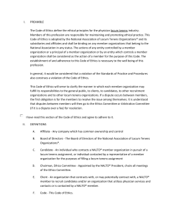 I. PREAMBLE The Code of Ethics define the ethical principles for the