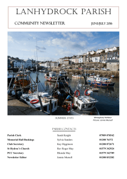June and July 2016 Newsletter - St Hydroc`s Church, Lanhydrock