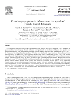 Cross language phonetic influences on the speech of French&ndash;English