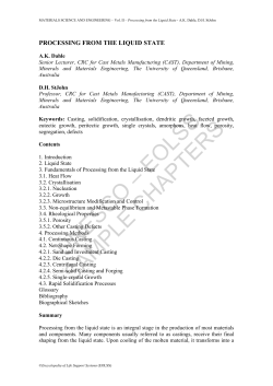 Processing from the Liquid State