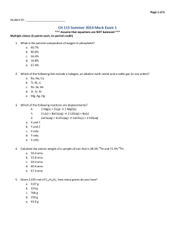CH 115 Summer 2014 Mock Exam 1